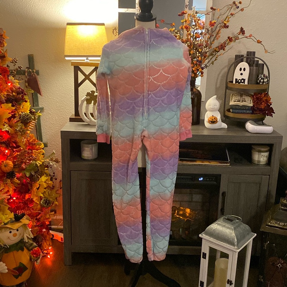 Blue, purple, and pink onesie kids size: M